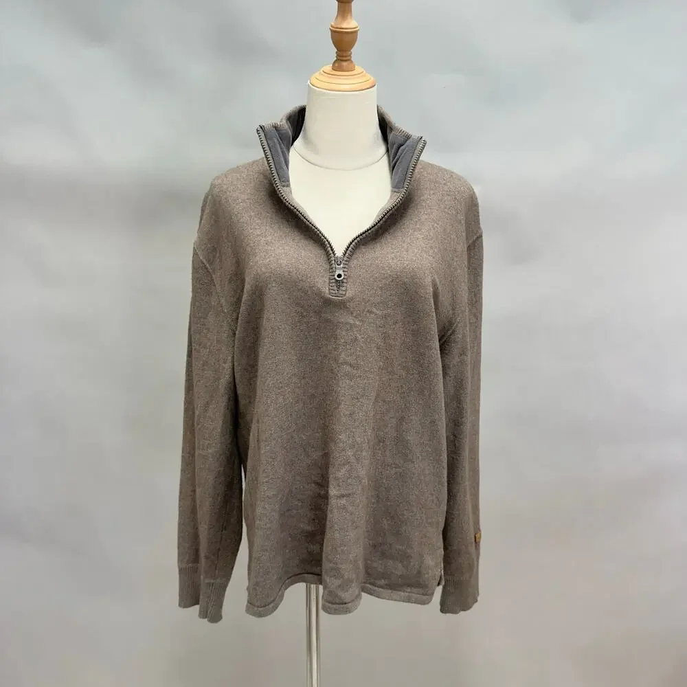 The North Face brown 1/4 zip wool blend‎ pullover sweater mens Size Large Unisex